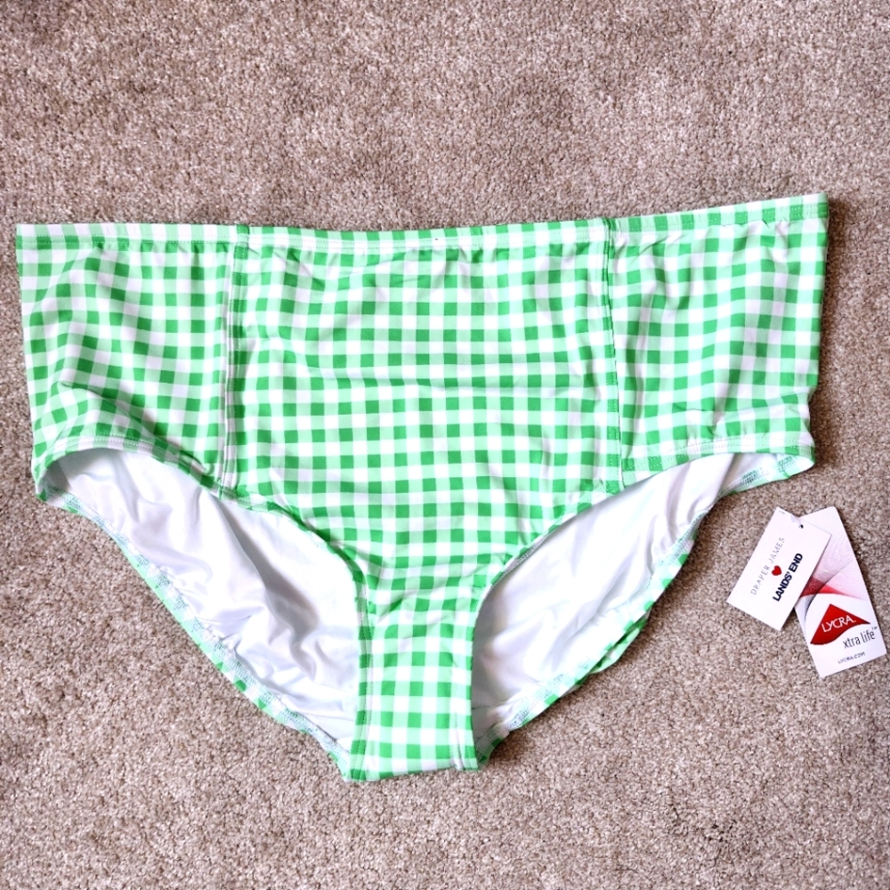 NWT Green Gingham Bikini Bottom Sz 22W Draper James X Lands End